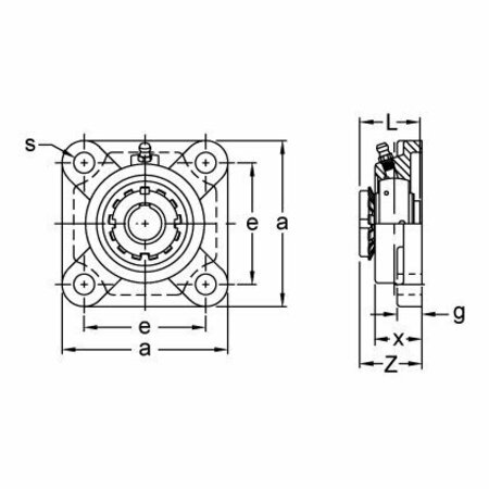 Ami Bearings SINGLE ROW BALL BEARING - 2-7/16 NORMAL WIDE ADAPTER 4-BOLT FLANGE UKF215+HA2315